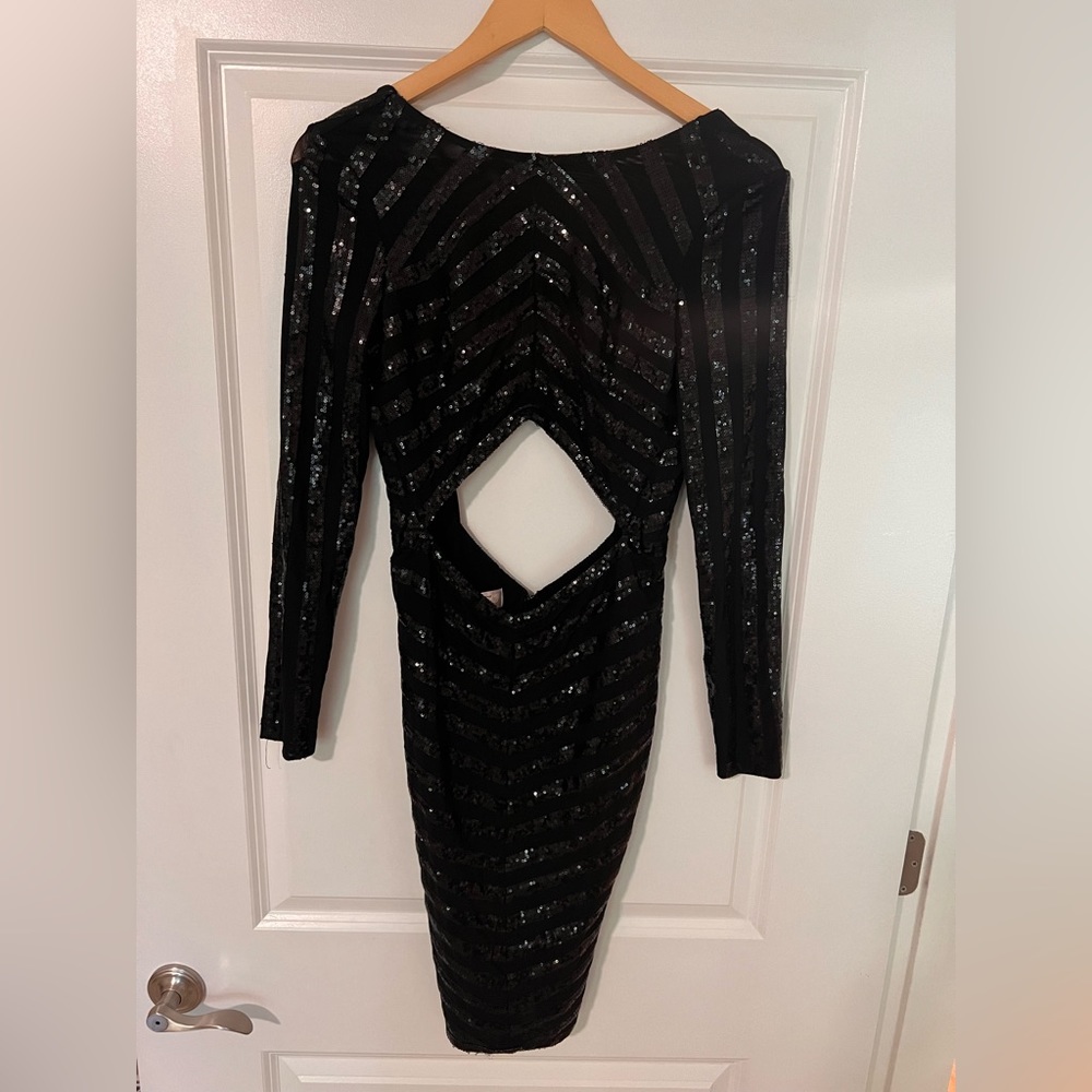 House of CB Black Backless Sequin Dress - XS